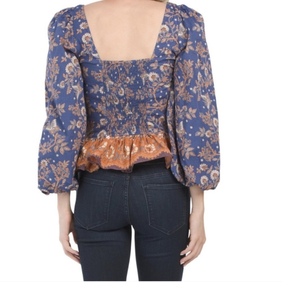 NWT HOUSE OF HARLOW paisley peplum corset front top - Picture 2 of 4